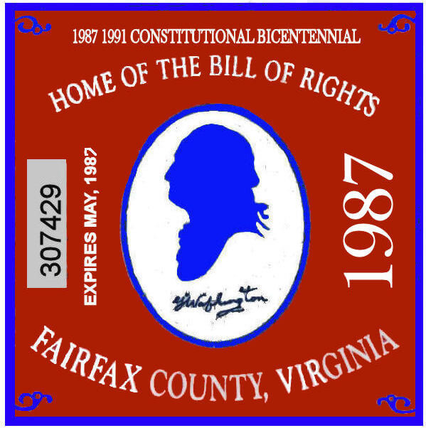 1987 VA Fairfax centennial sticker 1987 VA Fairfax centennial sticker